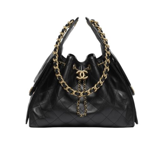 Chanel 25 Small Grained Leather Handbags Black 26cm AS5293 B20304 94305