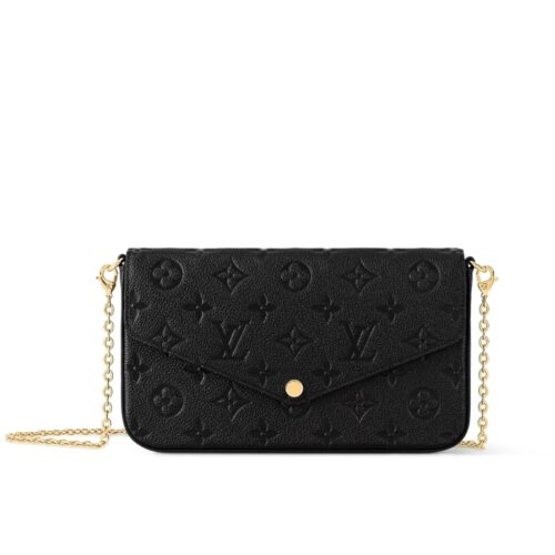 Louis Vuitton Félicie Pochette Monogram Empreinte Crossbody Bag Black 21cm M82477
