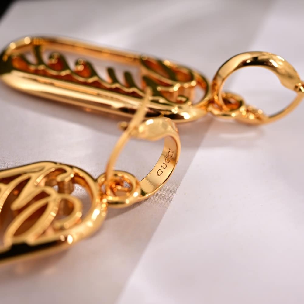 Gucci Metal Hoop Earrings Gold 796874 I4600 8005 - Image 3