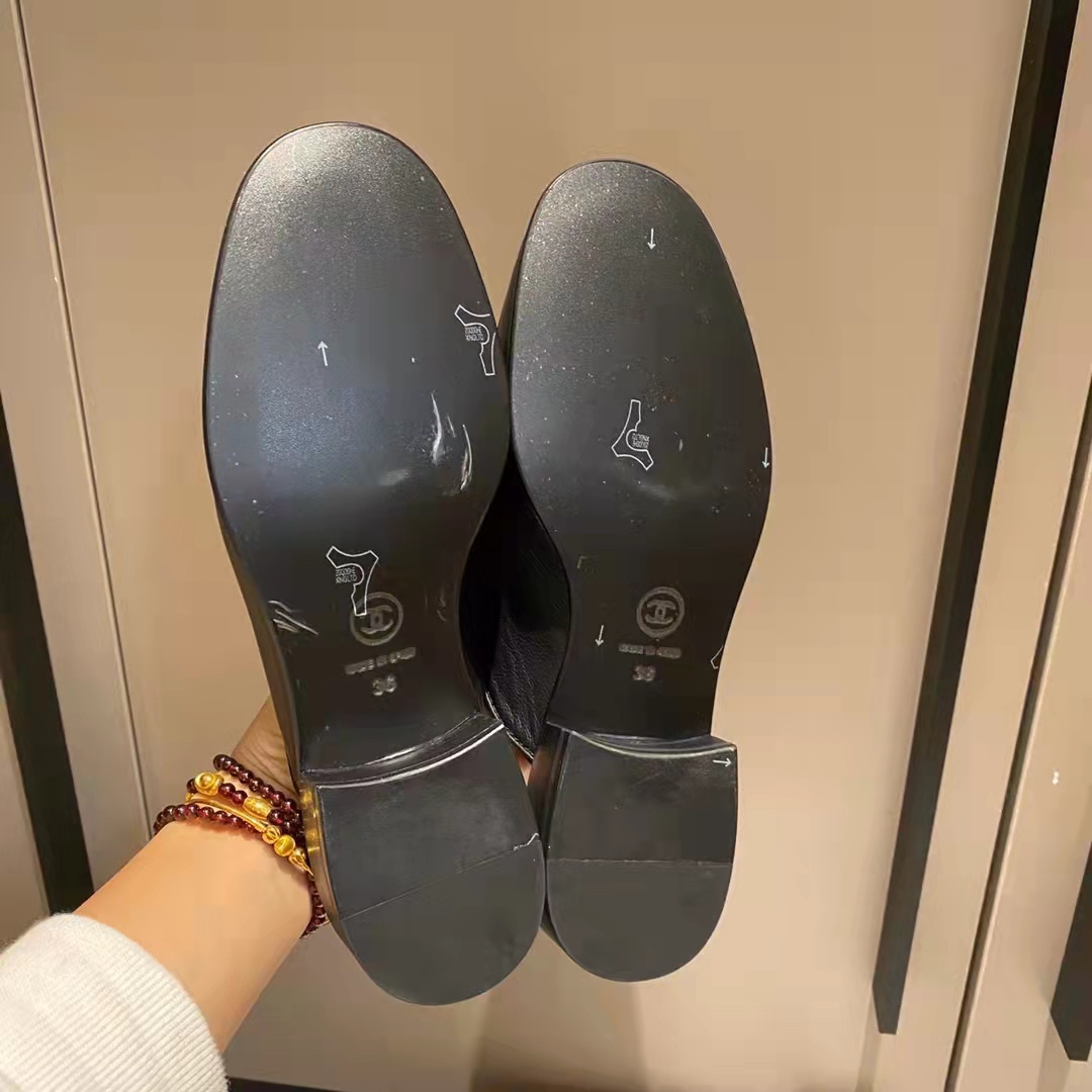 Chanel Boy Matelasse Mules Smooth Leather Black - Image 6