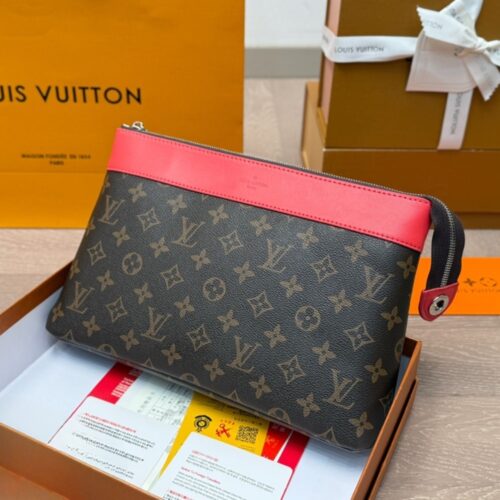 Alternative view of Louis Vuitton Pochette Voyage MM Monogram Macassar Clutch Bag Pondichery Pink 29Cm M13356