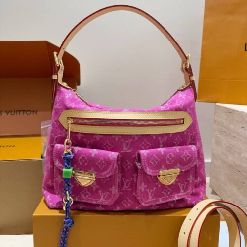 Alternative view of Louis Vuitton Baggy Medium Monogram Denim Shoulder Bag Fuchsia 30cm M28266
