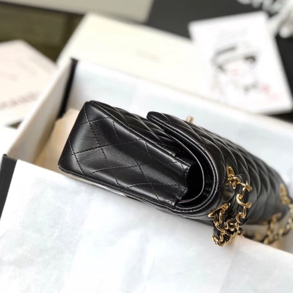 Chanel Classic 11.12 Medium Smooth Leather Flap Bag Black 25cm A01112 Y01295 94305 - Image 5