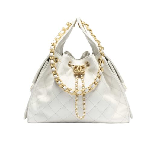 Chanel 25 Medium Shiny Leather Handbags White 34cm AS5293 B20304 10601