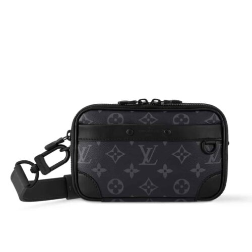 Louis Vuitton Alpha Wearable Wallet Monogram Eclipse Crossbody Bag Black 19Cm M82542