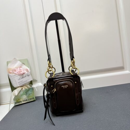 Alternative view of Prada Dangle Top Handle Mini Bag Brown 14Cm
