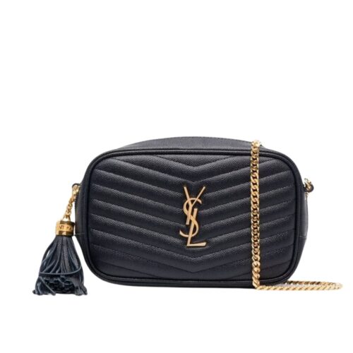 Saint Laurent Lou Camera Bag In Quilted Leather Gold Hardware Black 18Cm