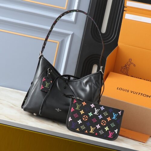 Alternative view of Louis Vuitton X Takashi Murakami CarryAll MM Leather Shoulder Bag Black 29cm M13105