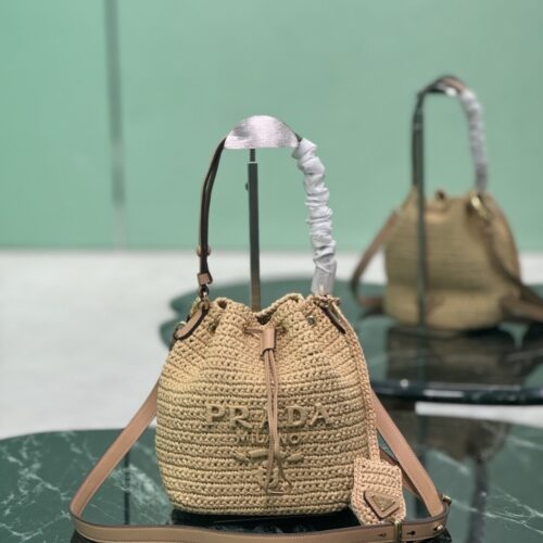 Alternative view of Prada Crochet And Mini Bucket Bag Natural 20Cm 1Be068 2M2T F0018 V Ouo