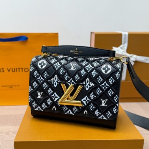 Alternative view of Louis Vuitton Twist MM Monogram Jacquard Shoulder Bag Black 23Cm