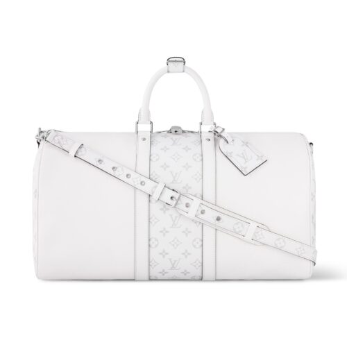 Louis Vuitton Keepall Bandouliere 50 Taigarama Duffle Bag Optical White 50cm M30885