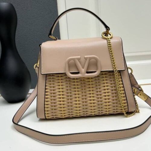 Alternative view of Valentino Garavani Small Vsling Wicker Handbag Pink 22Cm 4W2B0N19Uit