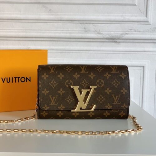 Alternative view of Louis Vuitton Pochette Louise Chain Monogram Canvas Shoulder Bag Brown 23cm