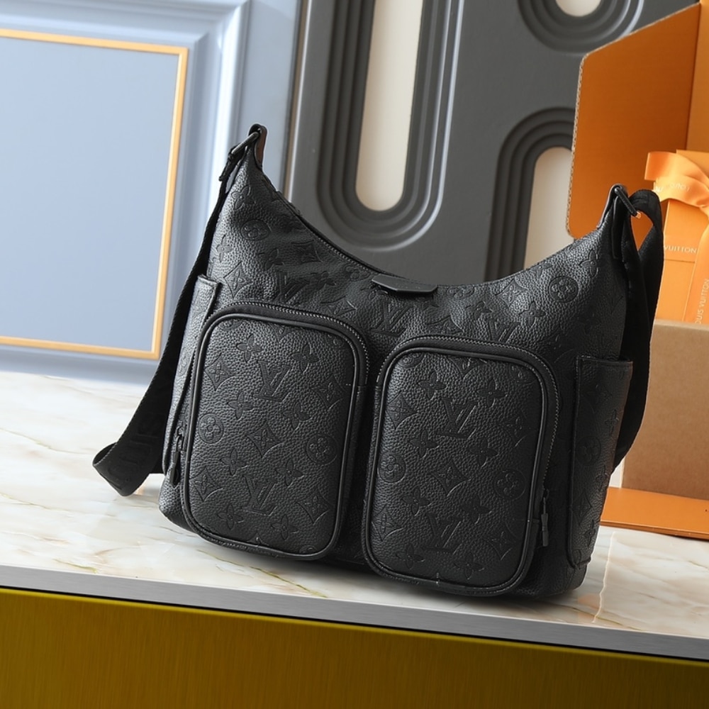 Louis Vuitton Hobo Cargo Monogram Empreinte Hobo Bag Black 30cm M14778 - Image 2