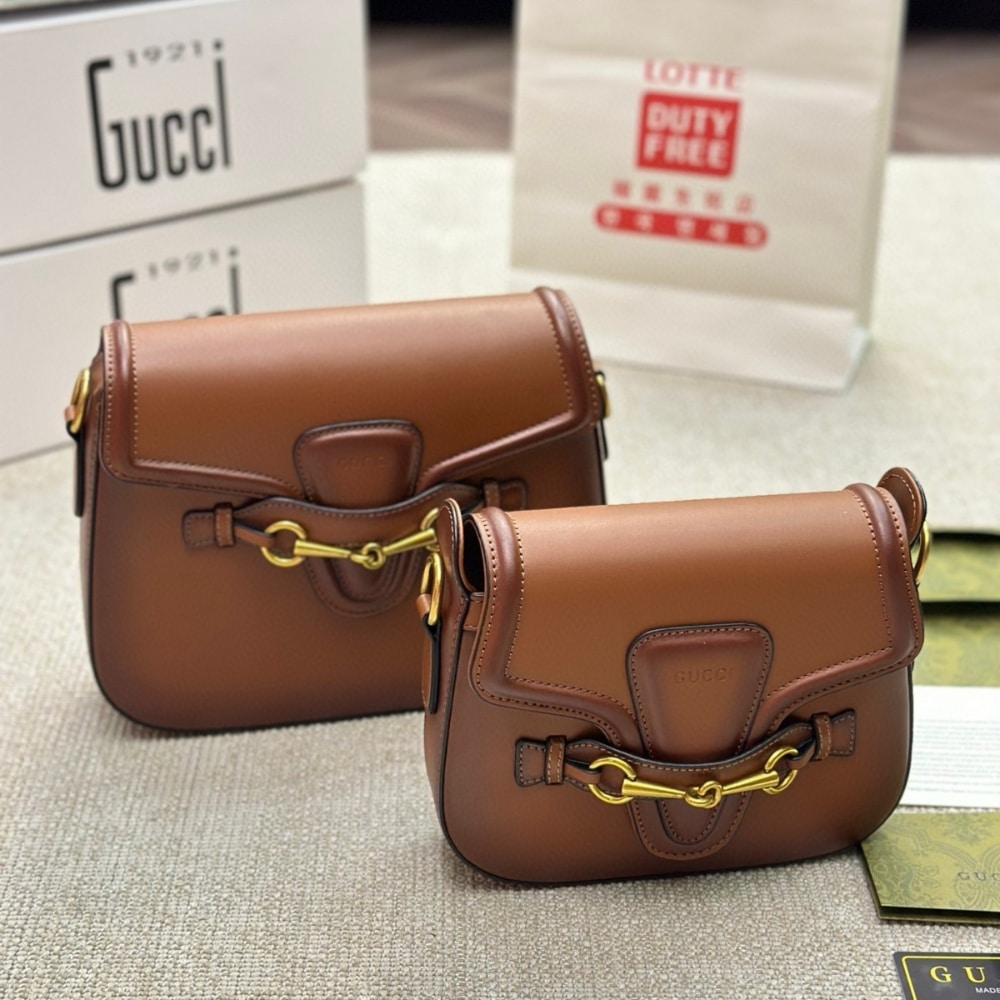 Gucci Lady Web Hand Stained Leather Shoulder Bag Brown 25Cm 380573 B012A 2574 - Image 3