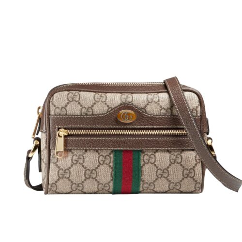 Gucci Ophidia Mini GG Supreme Canvas Shoulder Bag Beige And Ebony 17Cm 517350 96IWS 8745