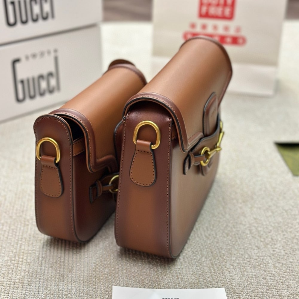 Gucci Lady Web Hand Stained Leather Shoulder Bag Brown 25Cm 380573 B012A 2574 - Image 4