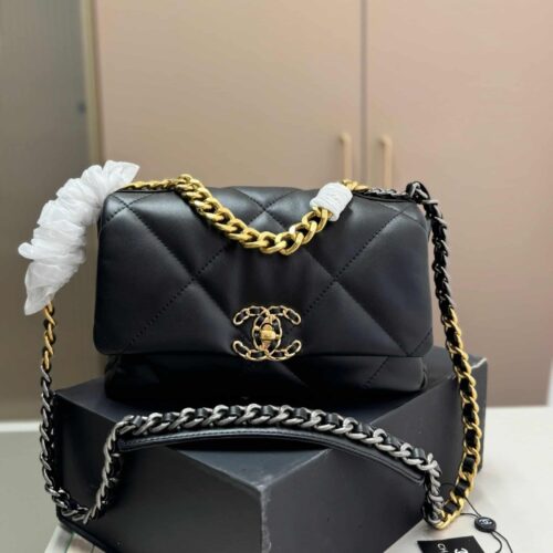 Alternative view of Chanel 19 Medium Smooth Leather Handbag Black 26Cm AS1160 B04852 94305