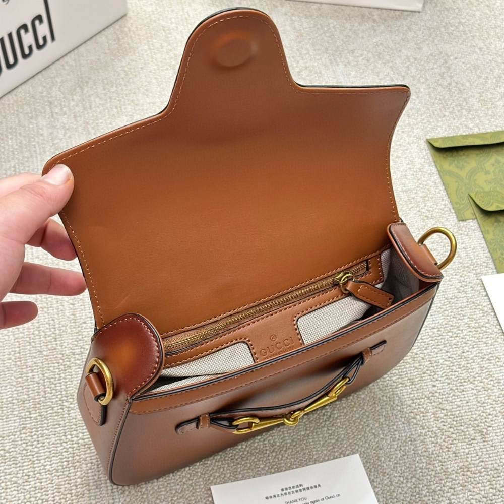 Gucci Lady Web Hand Stained Leather Shoulder Bag Brown 25Cm 380573 B012A 2574 - Image 6
