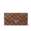 Louis Vuitton Sarah Wallet Damier Ebene Canvas Red 19Cm