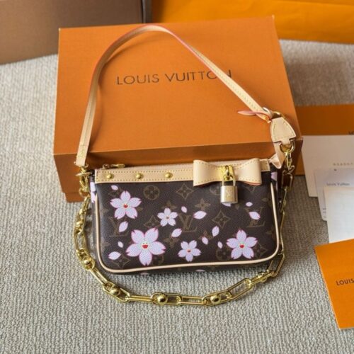 Alternative view of Louis Vuitton X Murakami Pochette Accessoires Monogram Canvas Shoulder Bag Sakura Brown 22Cm M13666