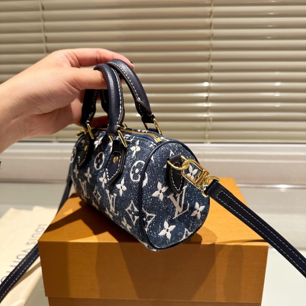 Louis Vuitton Nano Speedy Monogram Denim Handbag Blue 17Cm M81168 - Image 7
