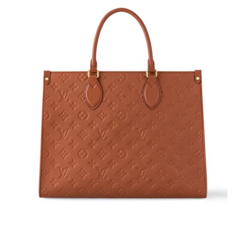 Louis Vuitton Onthego MM Monogram Empreinte Tote Bag Cognac Brown 35Cm M12775