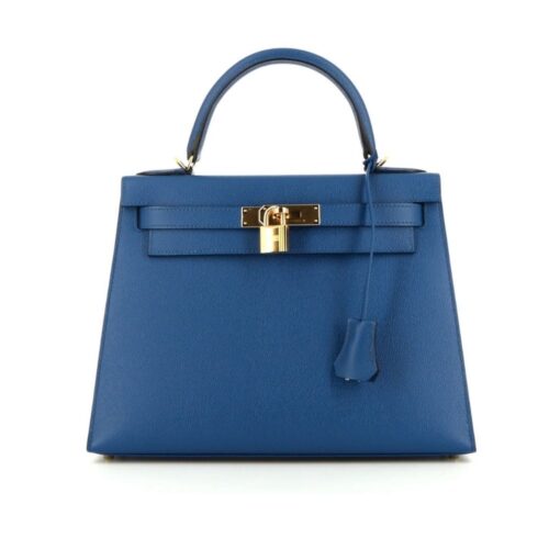 Hermes Kelly Sellier 25 Epsom Gold-tone Hardware Handbag Dark Blue 25Cm