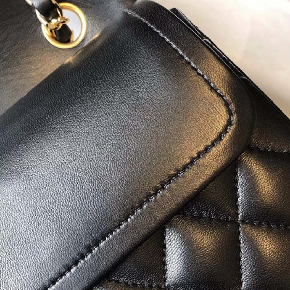 Chanel Classic 11.12 Medium Smooth Leather Flap Bag Black 25cm A01112 Y01295 94305 - Image 7