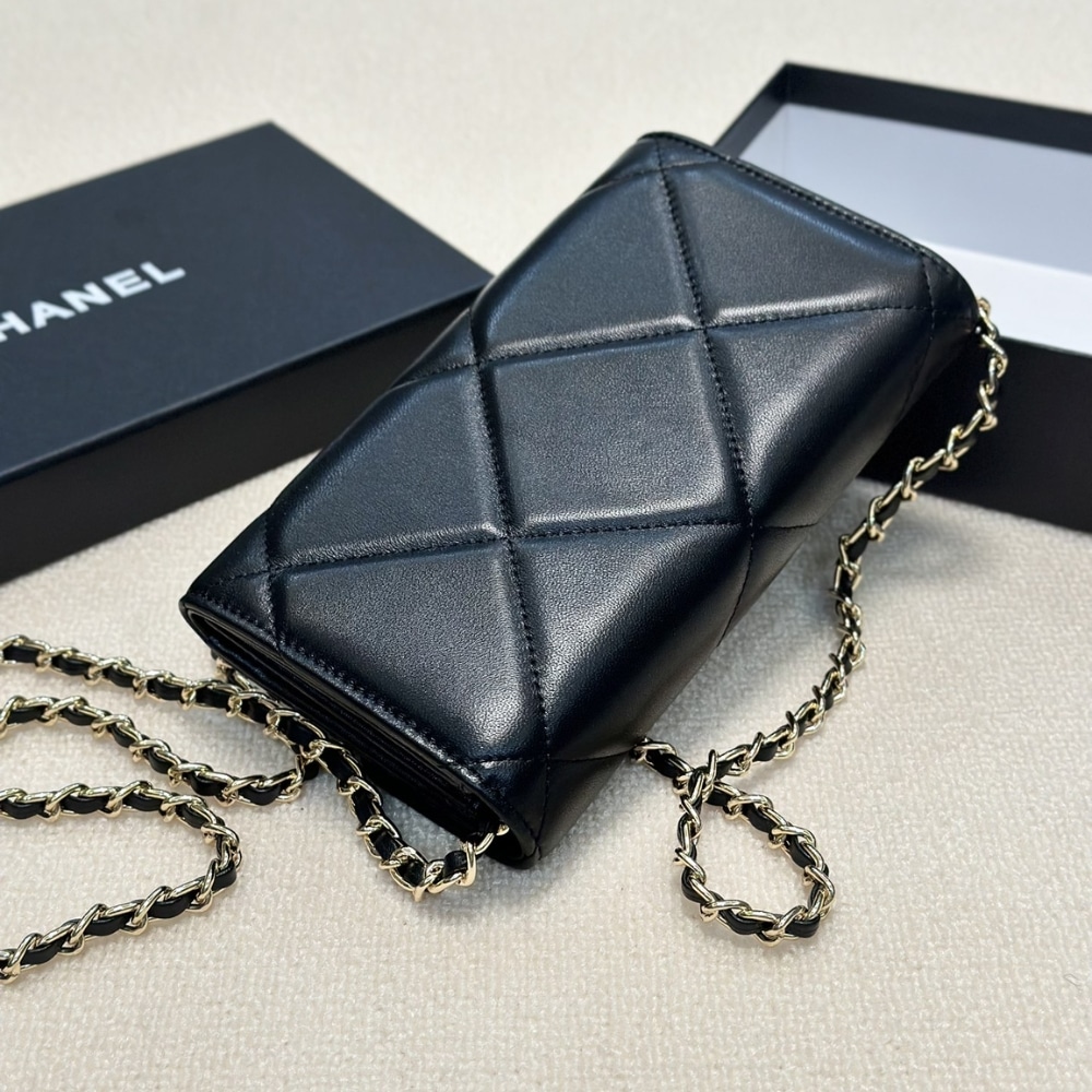 Chanel 19 Small Smooth Leather Wallet On Chain Black 19cm - Image 7