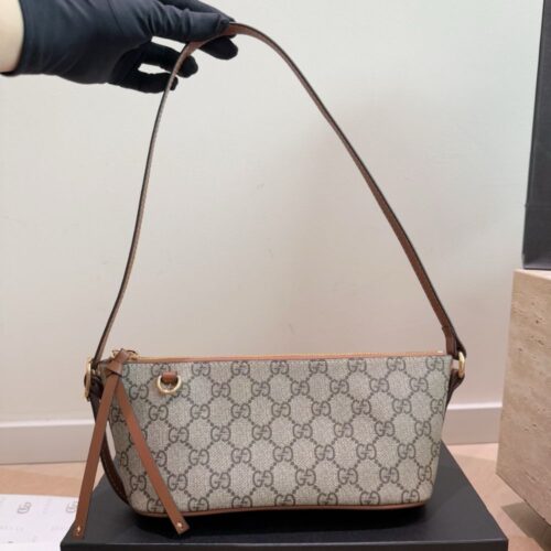 Alternative view of Gucci GG Emblem Small Shoulder Bag Beige And Dark Brown 25Cm 847281 FAEUC 9758