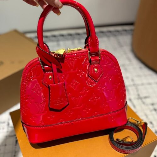 Alternative view of Louis Vuitton Alma BB Monogram Vernis Leather Top Handle Bag Red 23Cm