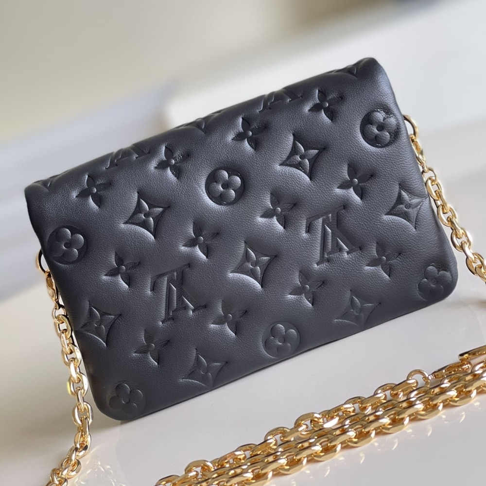 Louis Vuitton Pochette Coussin Monogram Embossed Crossbody Bag Black 20Cm M82116 - Image 5