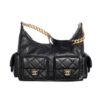 Chanel Maxi Small Smooth Leather Hobo Bags Black 25cm