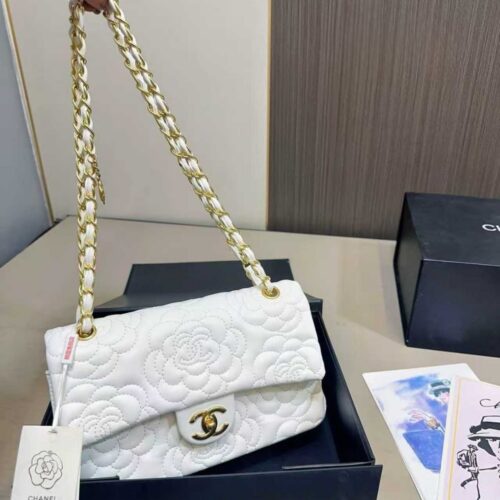 Alternative view of Chanel Camellia Medium Smooth Leather Flap Bag White 26cm
