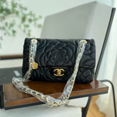 Alternative view of Chanel Camellia Medium Smooth Leather Flap Bag Black 26cm