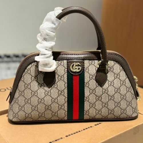 Alternative view of Gucci Ophidia Small GG Supreme Canvas Top Handle Bag Beige Ebony 30Cm