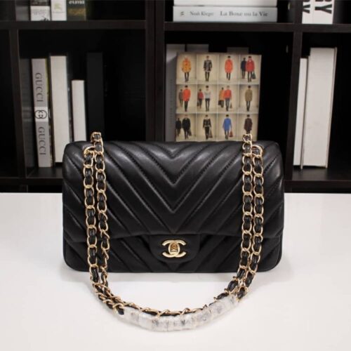 Alternative view of Chanel Classic Chevron Medium Smooth Leather Flap Bag Black 25cm
