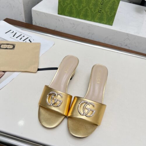 Alternative view of Gucci Nojum Women's Slide Leather Sandal Gold ‎817257B8B008024