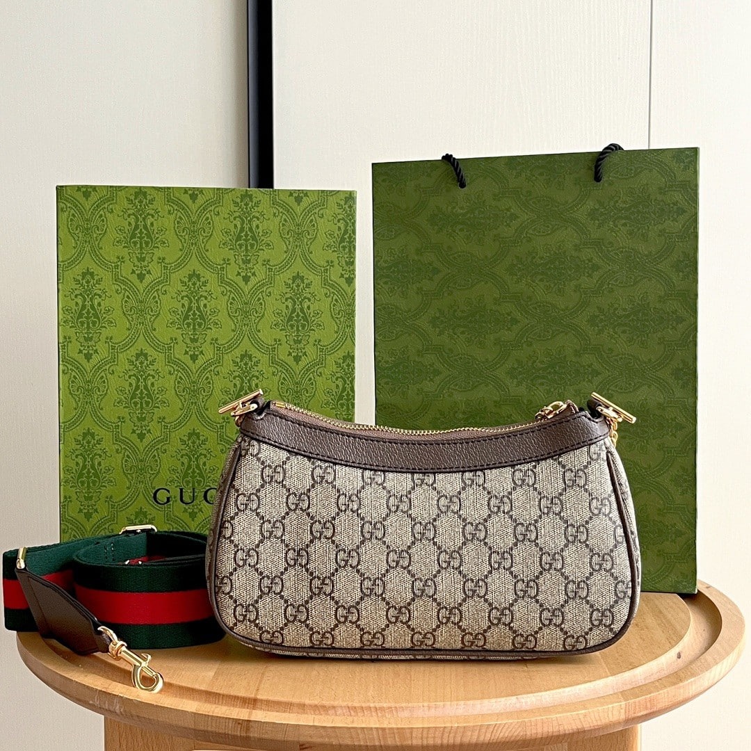 Gucci Ophidia Small GG Supreme Canvas Shoulder Bag Beige And Dark Brown 25Cm 735132 FABLE 9442 - Image 4