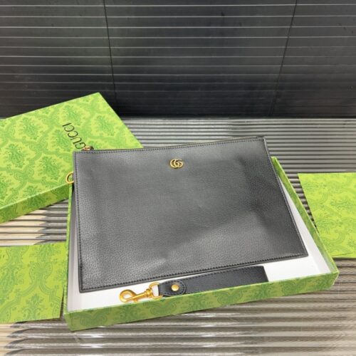 Alternative view of Gucci Leather Pouch Clutch Bag Black 29Cm