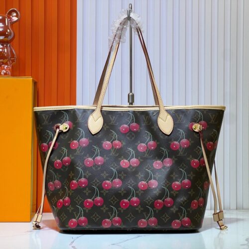 Alternative view of Louis Vuitton X Takashi Murakami Neverfull MM Monogram Cerise Tote Bag Brown 31Cm M13263