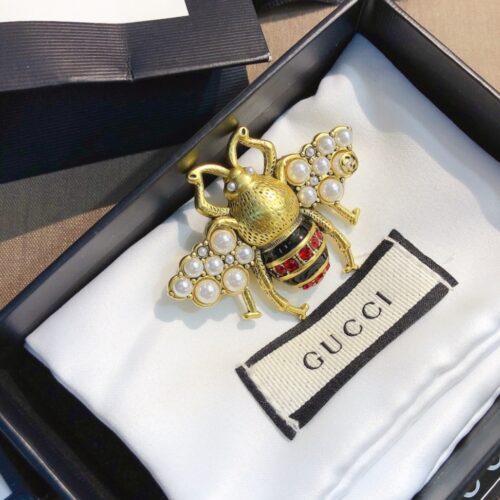 Alternative view of Gucci Bee Pearl Brooch Gold With Red And Black
