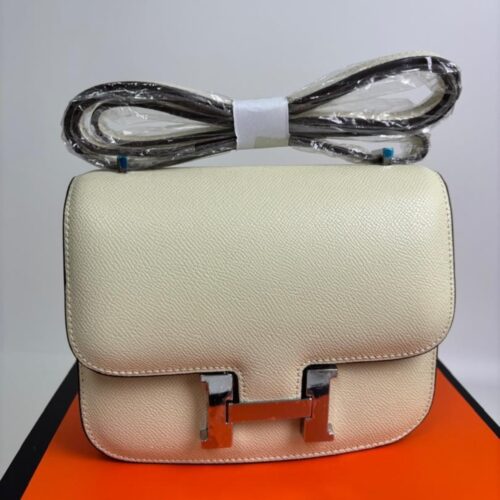 Alternative view of Hermes Constance Swift Silver-tone Hardware Crossbody Bag Cream 18cm