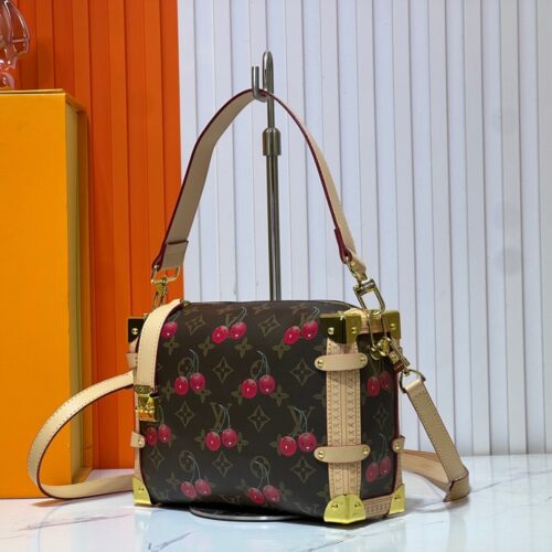 Alternative view of Louis Vuitton X Takashi Murakami Side Trunk MM Monogram Cherry Canvas Shoulder Bag Brown 21cm M14278