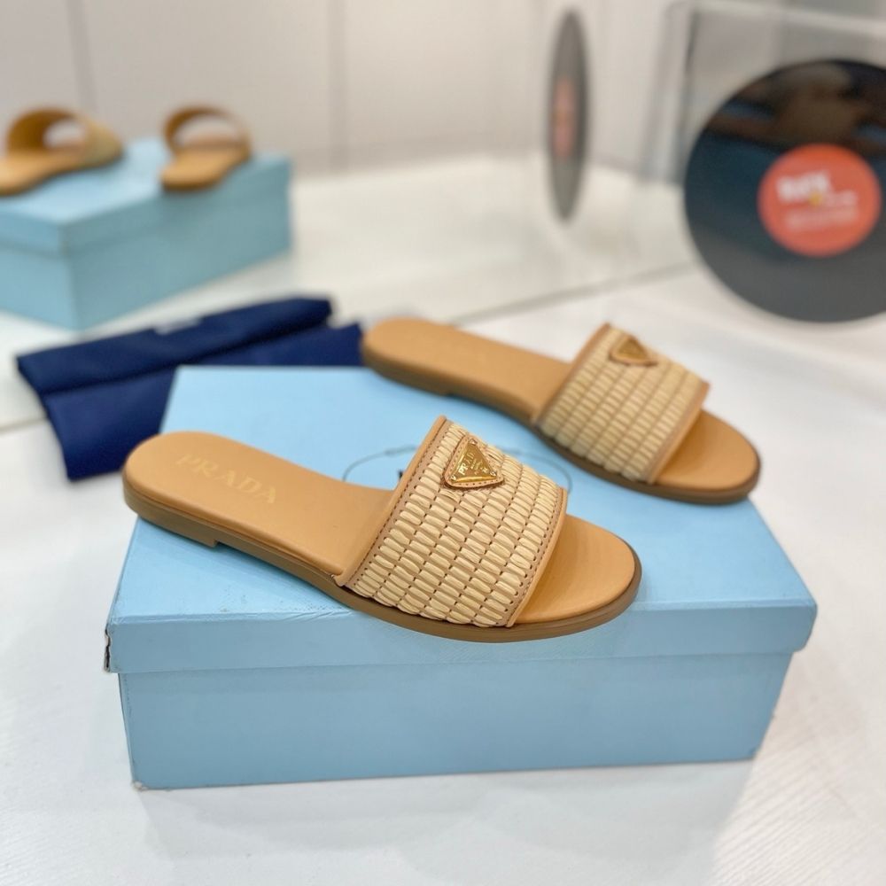 Prada Leather Slides With Crochet Details Natural 1XX758 2ACS F0018 F 010 - Image 2