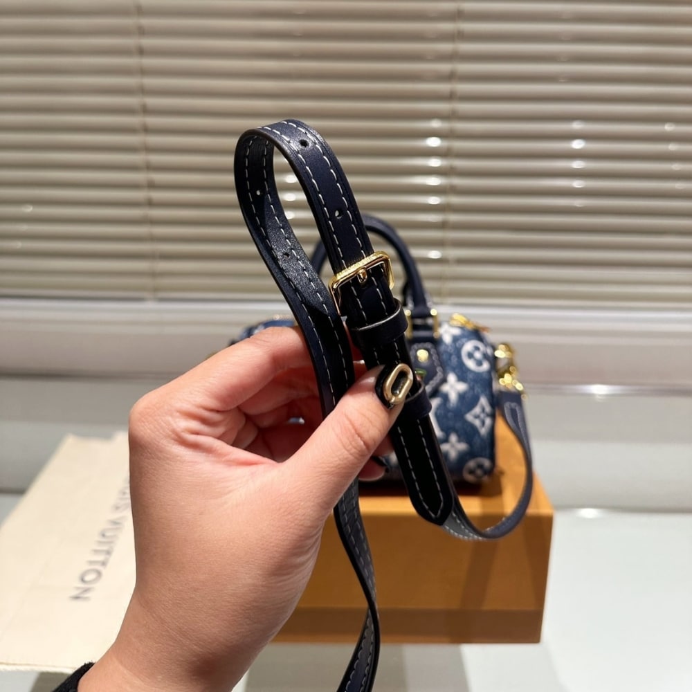 Louis Vuitton Nano Speedy Monogram Denim Handbag Blue 17Cm M81168 - Image 6