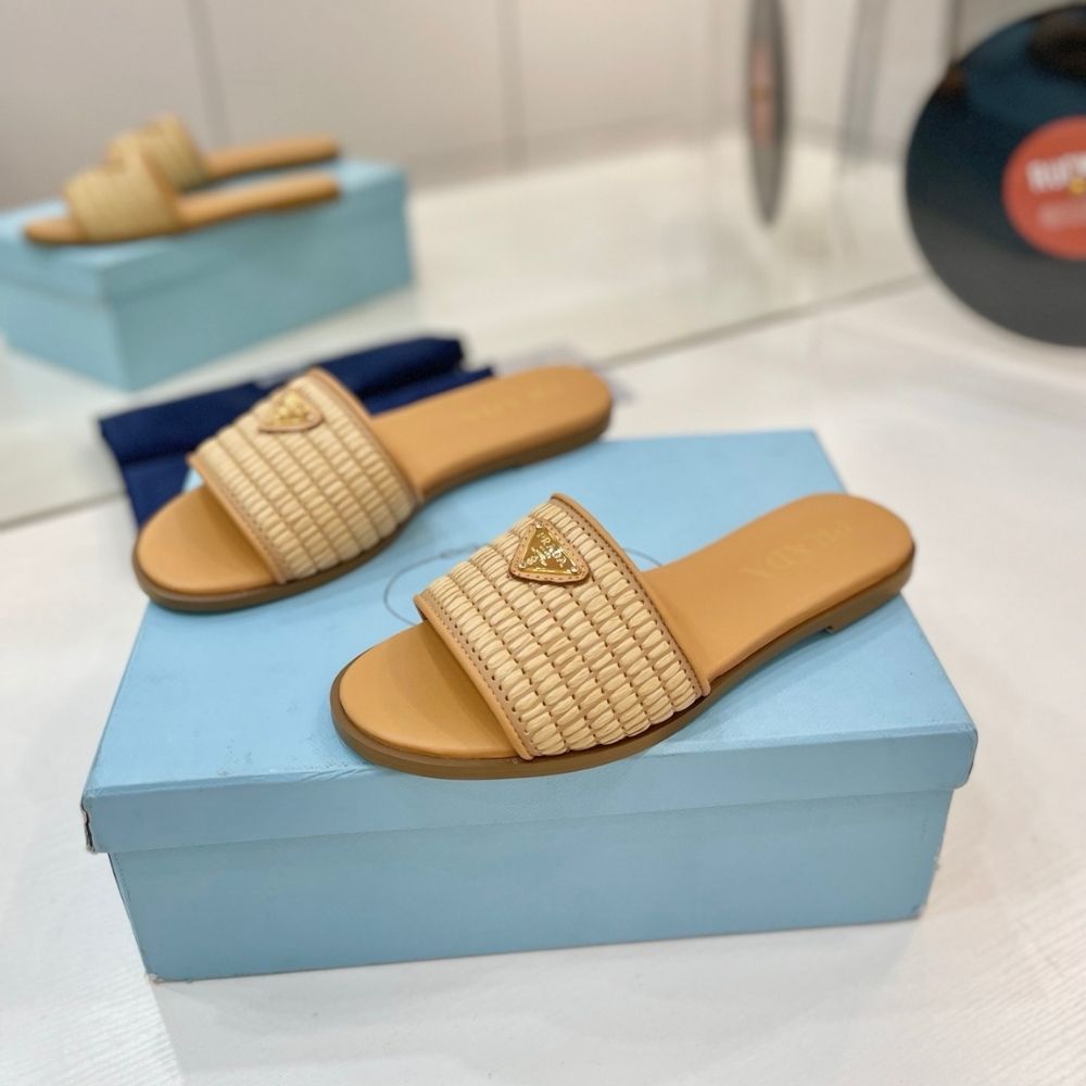 Prada Leather Slides With Crochet Details Natural 1XX758 2ACS F0018 F 010 - Image 3