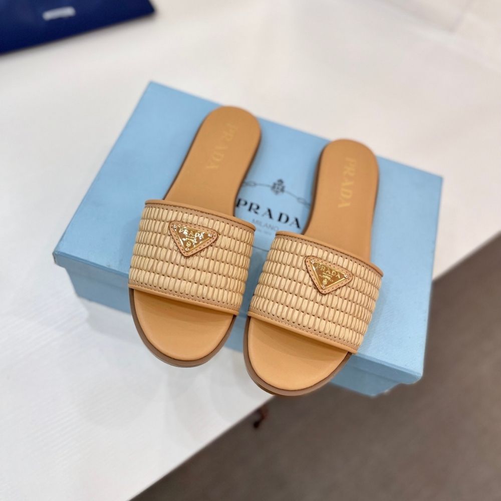 Prada Leather Slides With Crochet Details Natural 1XX758 2ACS F0018 F 010 - Image 4