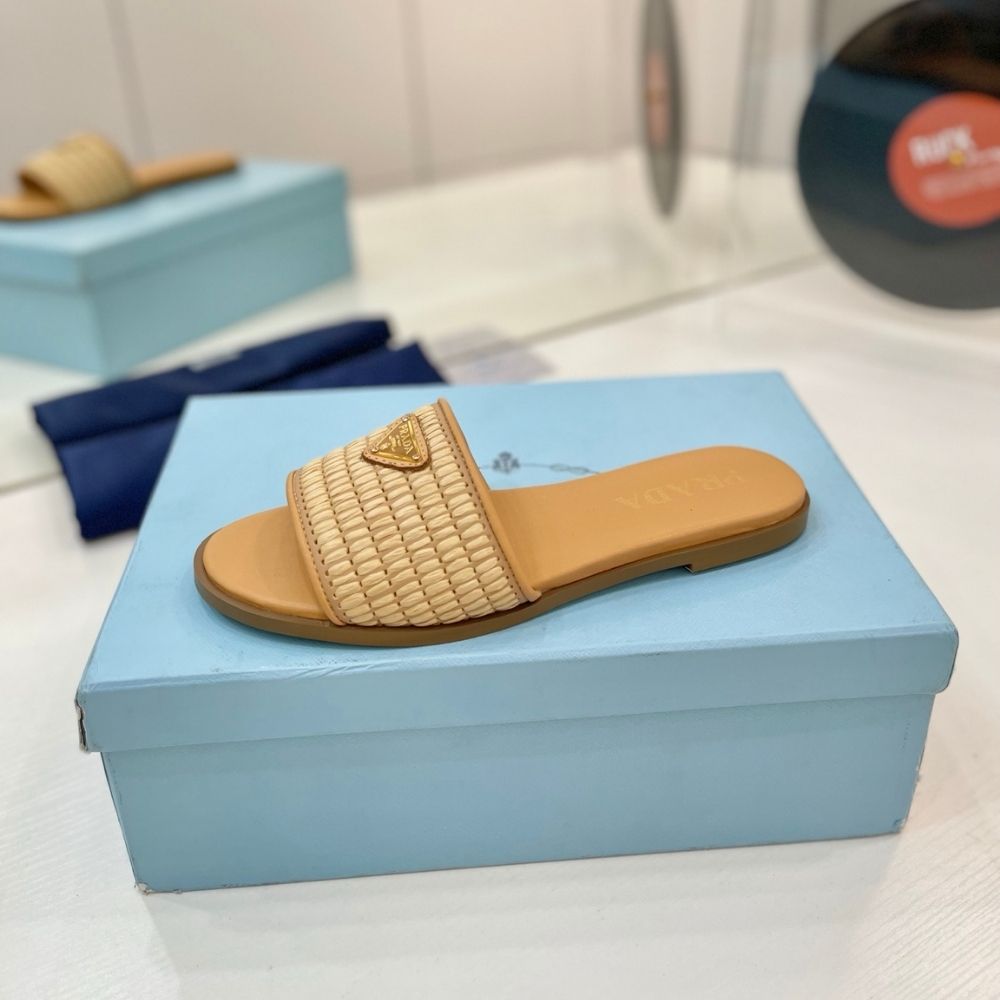 Prada Leather Slides With Crochet Details Natural 1XX758 2ACS F0018 F 010 - Image 5